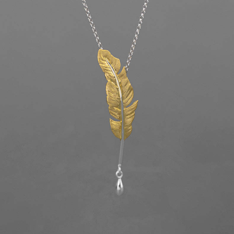 Golden Dainty Leaf Vintage Pendant Drop 18k Vermeil Gold Plated Necklace Jewelry | Mix Mix Style-Mix MIx Style