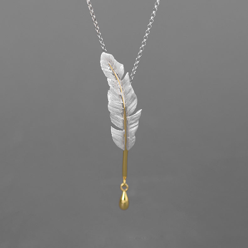 Golden Dainty Leaf Vintage Pendant Drop 18k Vermeil Gold Plated Necklace Jewelry | Mix Mix Style-Mix MIx Style