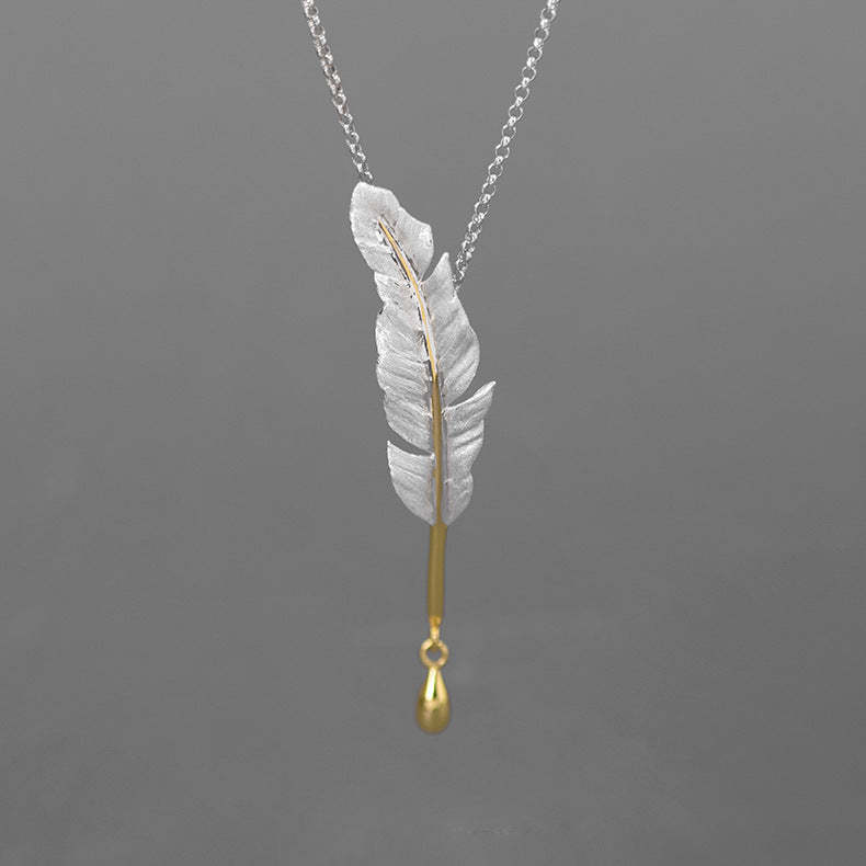 Golden Dainty Leaf Vintage Pendant Drop 18k Vermeil Gold Plated Necklace Jewelry | Mix Mix Style-Mix MIx Style