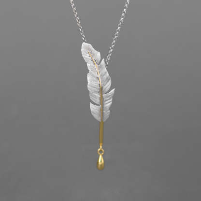 Golden Dainty Leaf Vintage Pendant Drop 18k Vermeil Gold Plated Necklace Jewelry | Mix Mix Style-Mix MIx Style