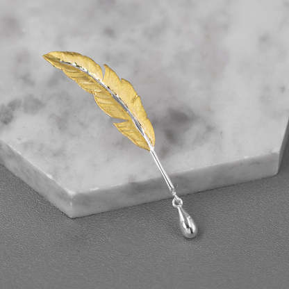 Looking for original love letter S925 sterling silver jewelry retro literary temperament feather quill pen brooch niche high-end-Mix MIx Style