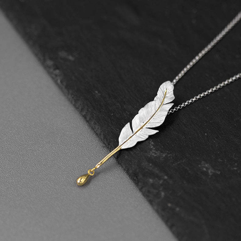 Golden Dainty Leaf Vintage Pendant Drop 18k Vermeil Gold Plated Necklace Jewelry | Mix Mix Style-Mix MIx Style