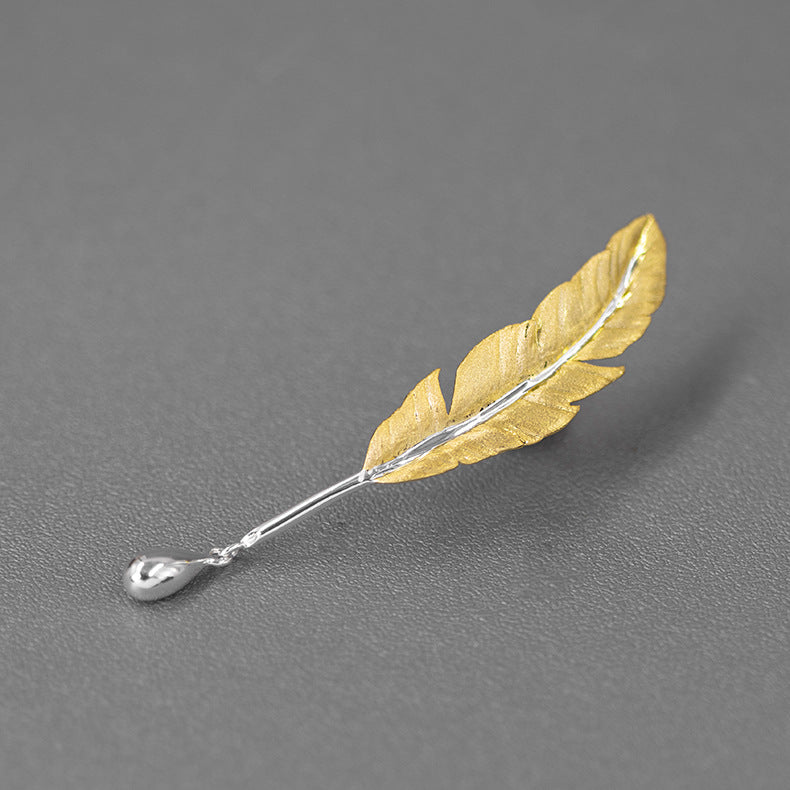 Looking for original love letter S925 sterling silver jewelry retro literary temperament feather quill pen brooch niche high-end-Mix MIx Style