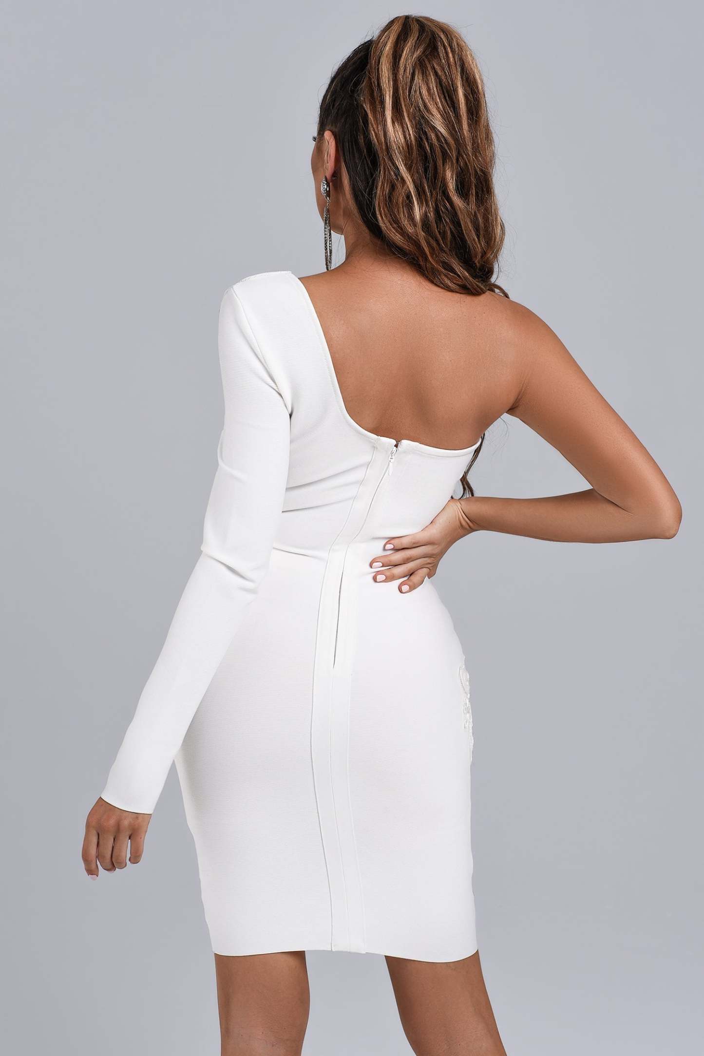 White One Shoulder Lace Cocktail Dress | Mix Mix Style [Hot Seller]-Mix MIx Style