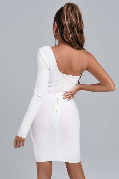 White One Shoulder Lace Cocktail Dress | Mix Mix Style [Hot Seller]-Mix MIx Style