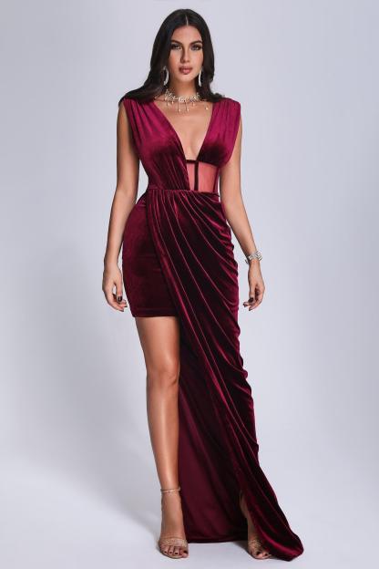 Saffron Velvet Maxi Dress - Red | Mix Mix Style [Hot Seller]-Mix MIx Style