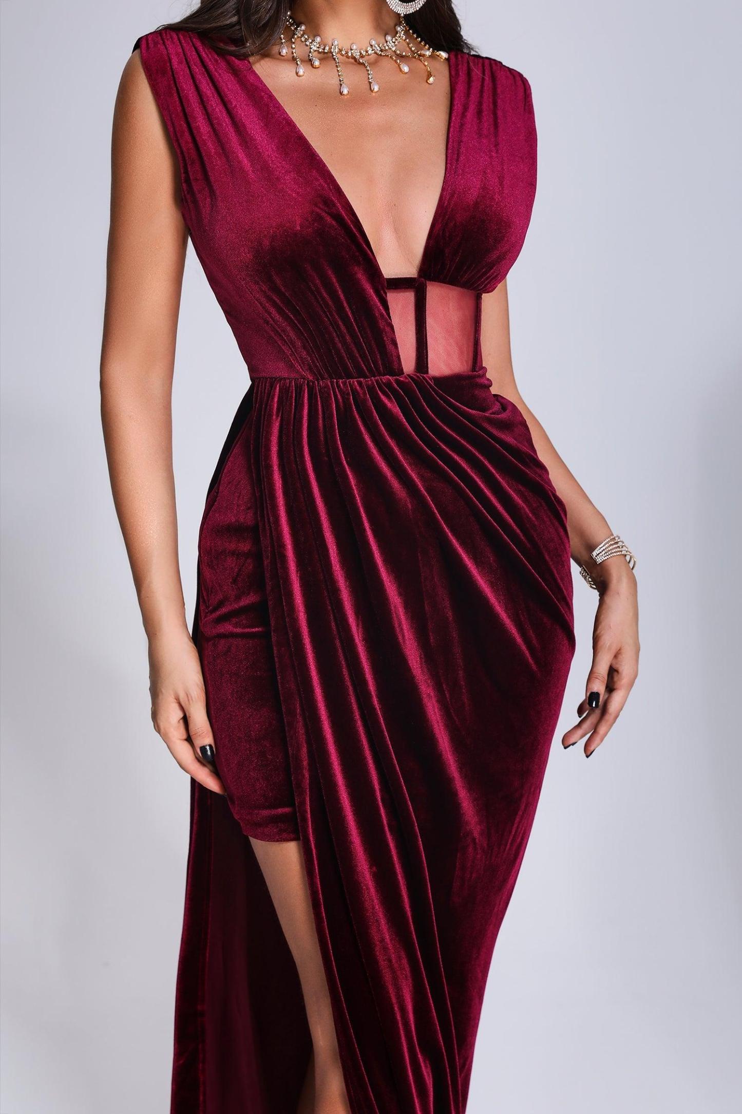 Saffron Velvet Maxi Dress - Red | Mix Mix Style [Hot Seller]-Mix MIx Style