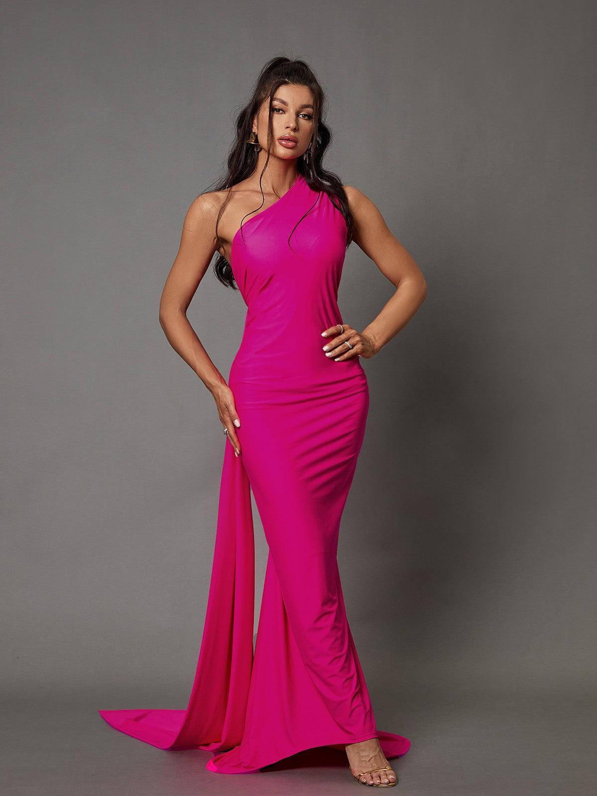 Hot Pink Backless Maxi Dress | Mix Mix Style [Hot Seller]-Mix MIx Style