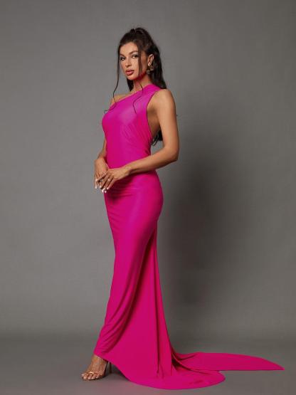Hot Pink Backless Maxi Dress | Mix Mix Style [Hot Seller]-Mix MIx Style