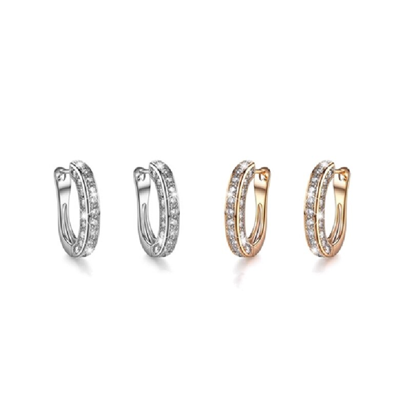 U Shaped 14K Gold Plated & 925 Sterling Silver with Moissanite Diamonds Ear Clips Earrings | Mix Mix Style [Hot Seller]-Mix MIx Style