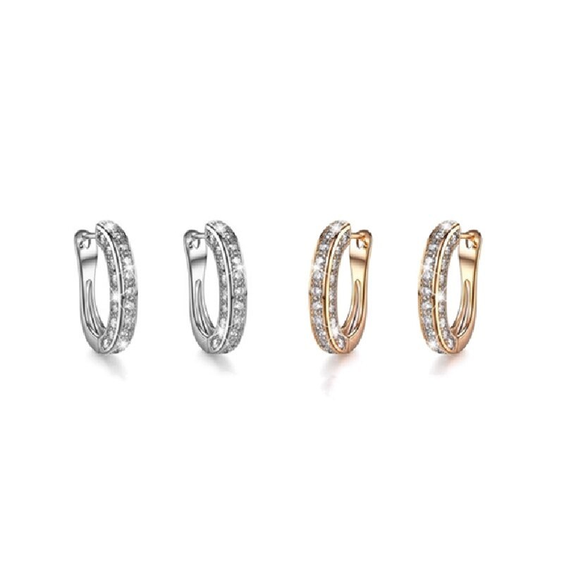 U Shaped 14K Gold Plated & 925 Sterling Silver with Moissanite Diamonds Ear Clips Earrings | Mix Mix Style [Hot Seller]-Mix MIx Style
