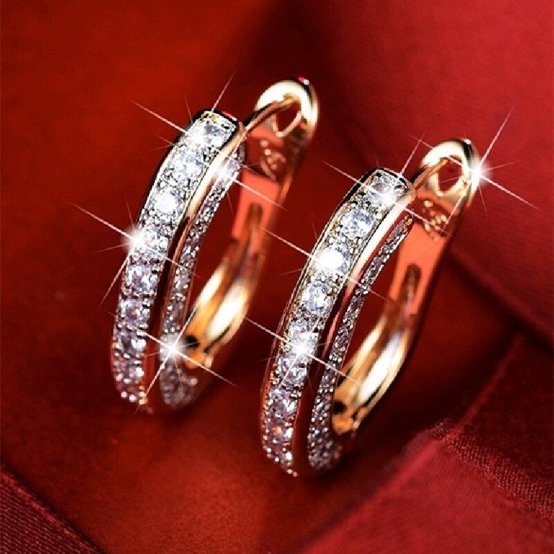 U Shaped 14K Gold Plated & 925 Sterling Silver with Moissanite Diamonds Ear Clips Earrings | Mix Mix Style [Hot Seller]-Mix MIx Style