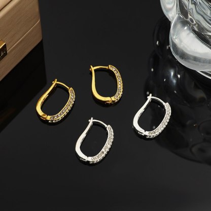 U Shaped 14K Gold Plated & 925 Sterling Silver with Moissanite Diamonds Ear Clips Earrings | Mix Mix Style [Hot Seller]-Mix MIx Style