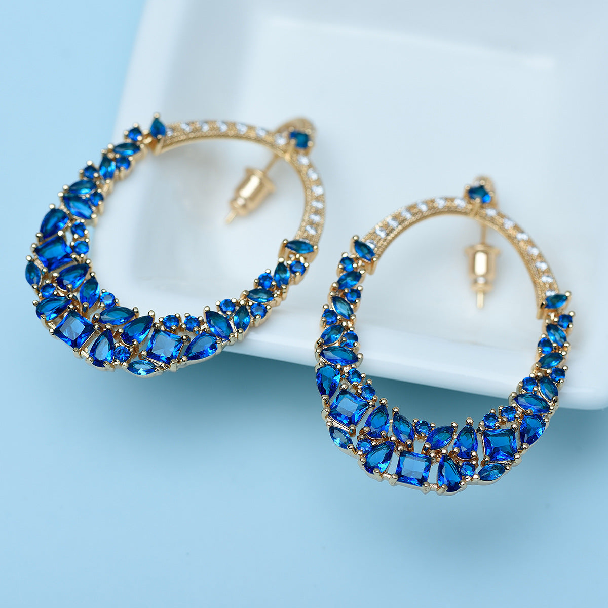 Pink - Blue - Green Dazzling Moissanite Diamonds Luxury 18k Vermeil Gold Plated Retro Drop Earrings | Mix Mix Style-Mix MIx Style