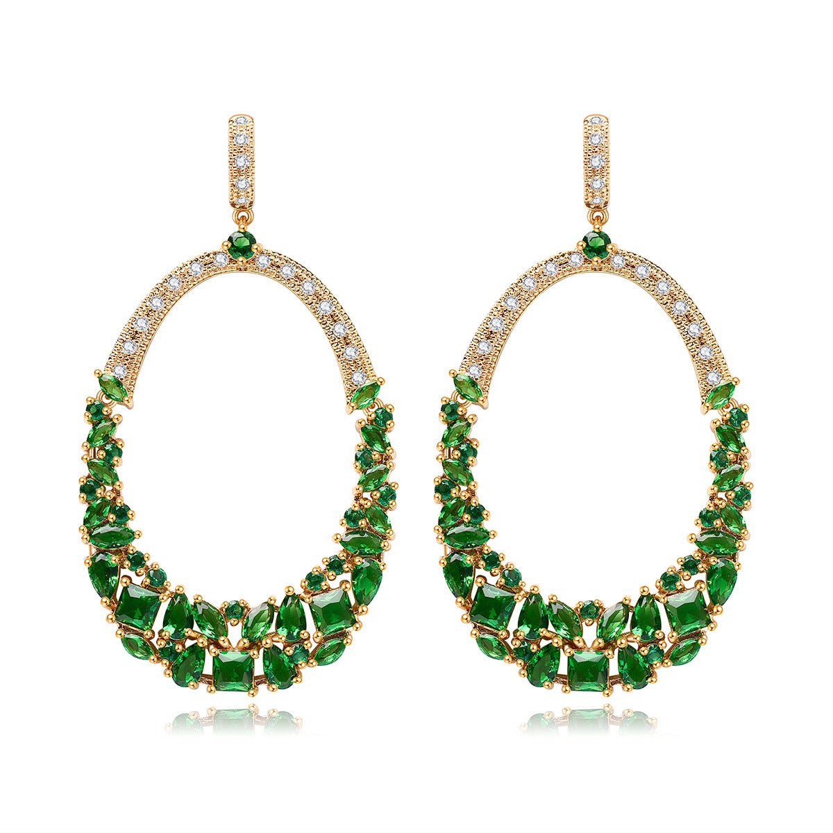 Pink - Blue - Green Dazzling Moissanite Diamonds Luxury 18k Vermeil Gold Plated Retro Drop Earrings | Mix Mix Style-Mix MIx Style