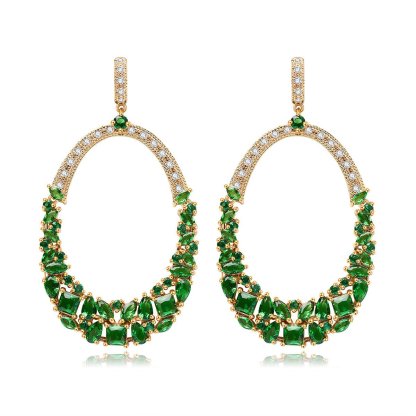 Pink - Blue - Green Dazzling Moissanite Diamonds Luxury 18k Vermeil Gold Plated Retro Drop Earrings | Mix Mix Style-Mix MIx Style