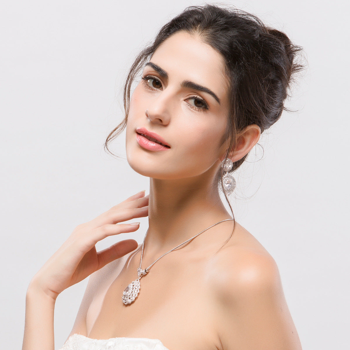 Dazzling Whire Pear Moissanite Diamonds Luxury 18k White Gold Plated Vintage Retro Drop Earrings | Mix Mix Style-Mix MIx Style