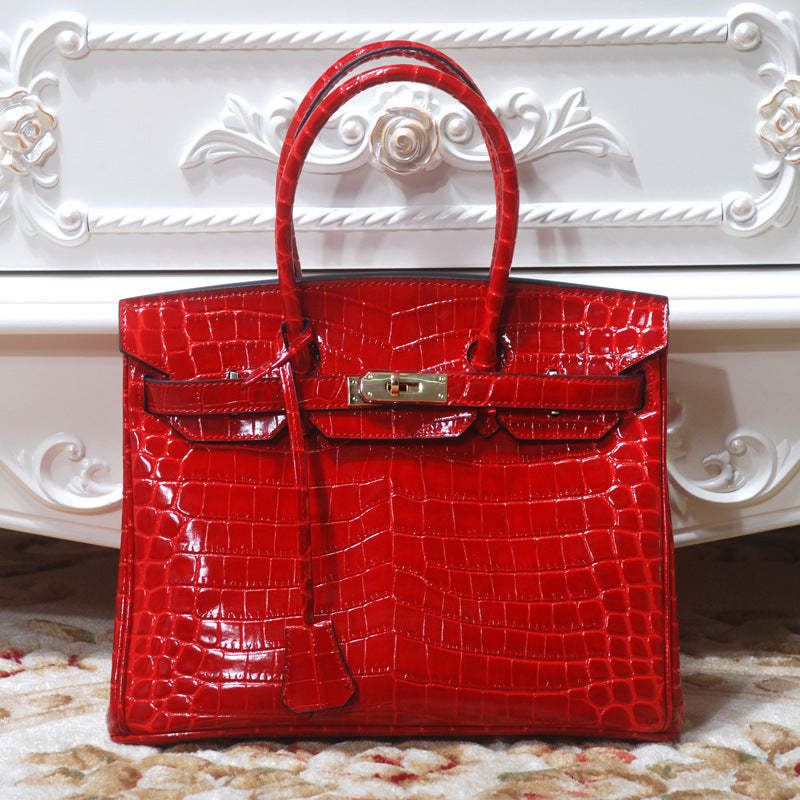 Bags 2024 big brand crocodile pattern platinum bag ladies handbag genuine leather women's bag European and American ladiesbag-Mix MIx Style