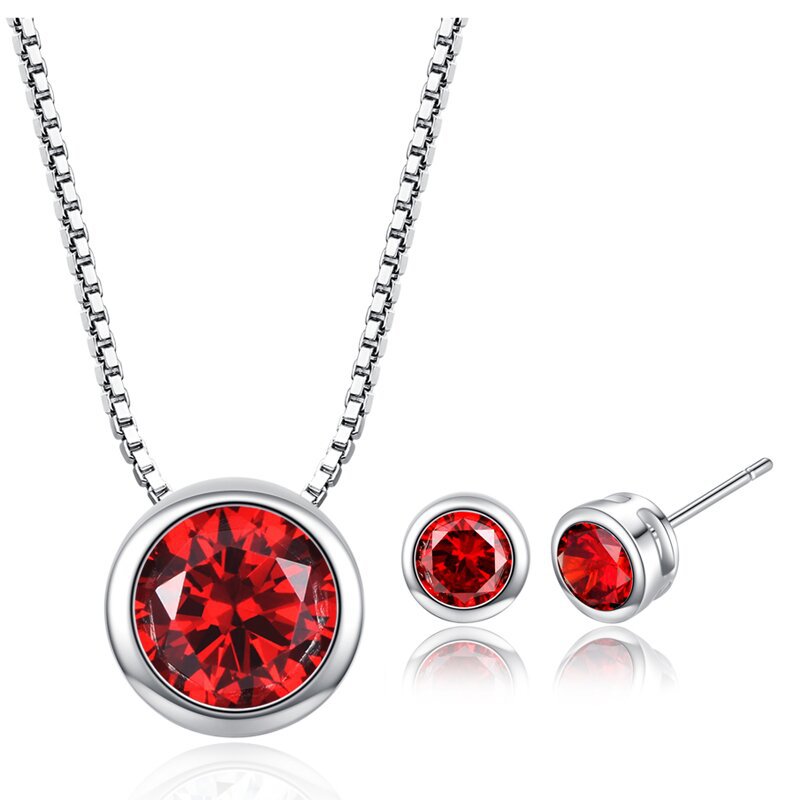 Simple Round Moissanite Diamond Clavicle Chain Necklace & Earrings Set | Mix Mix Style [Hot Seller]-Mix MIx Style