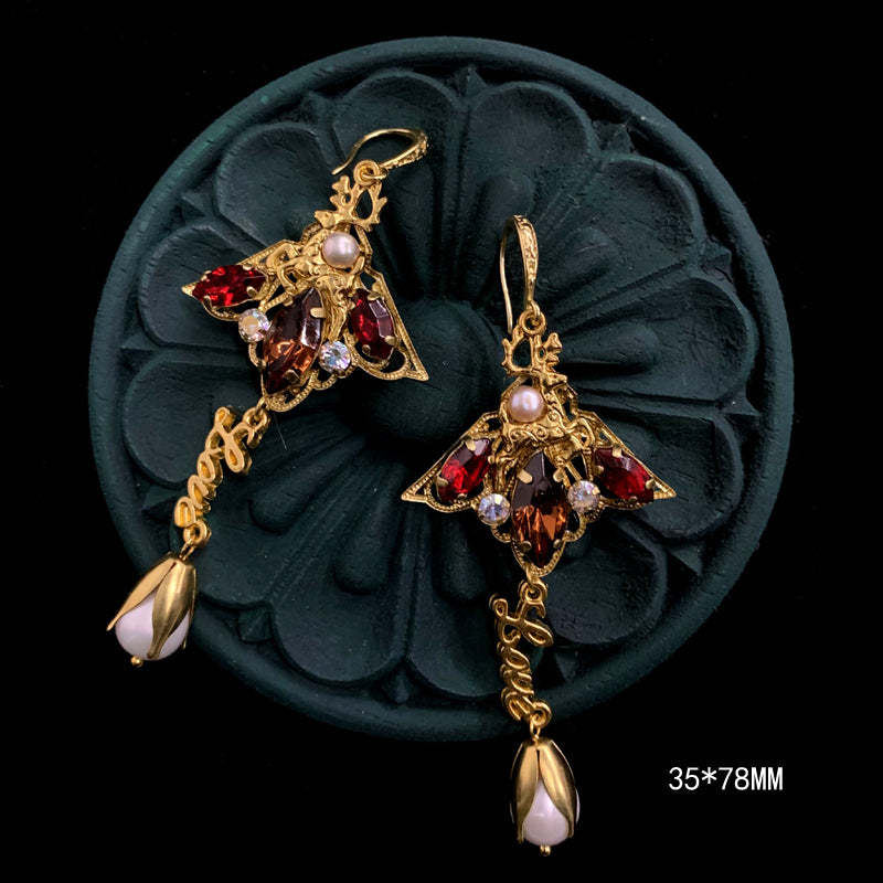 Pearl Gemstone Small Animal Bee Bird Handmade Vintage Earrings Jewelry | Mix Mix Style [Hot Seller]-Mix MIx Style