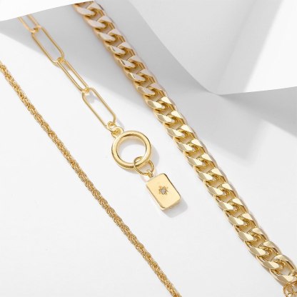 3Pcs Gold Plated Thick Chain Bracelets | Mix Mix Style-Mix MIx Style