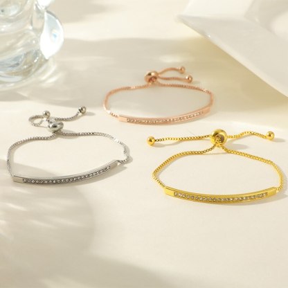 3pcs 18k Gold Plated & 925 Sterling Silver, Rose Gold with Moissanites Adjustable Bracelets | Mix Mix Style-Mix MIx Style