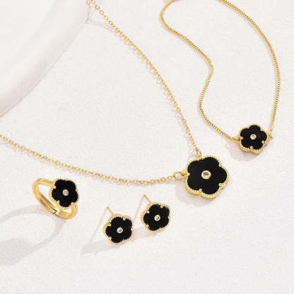 4 Pcs Vintage Flower Shape Jewelry Set - 18k Gold Plated With Moissanite | Mix Mix Style [Hot Seller]-Mix MIx Style