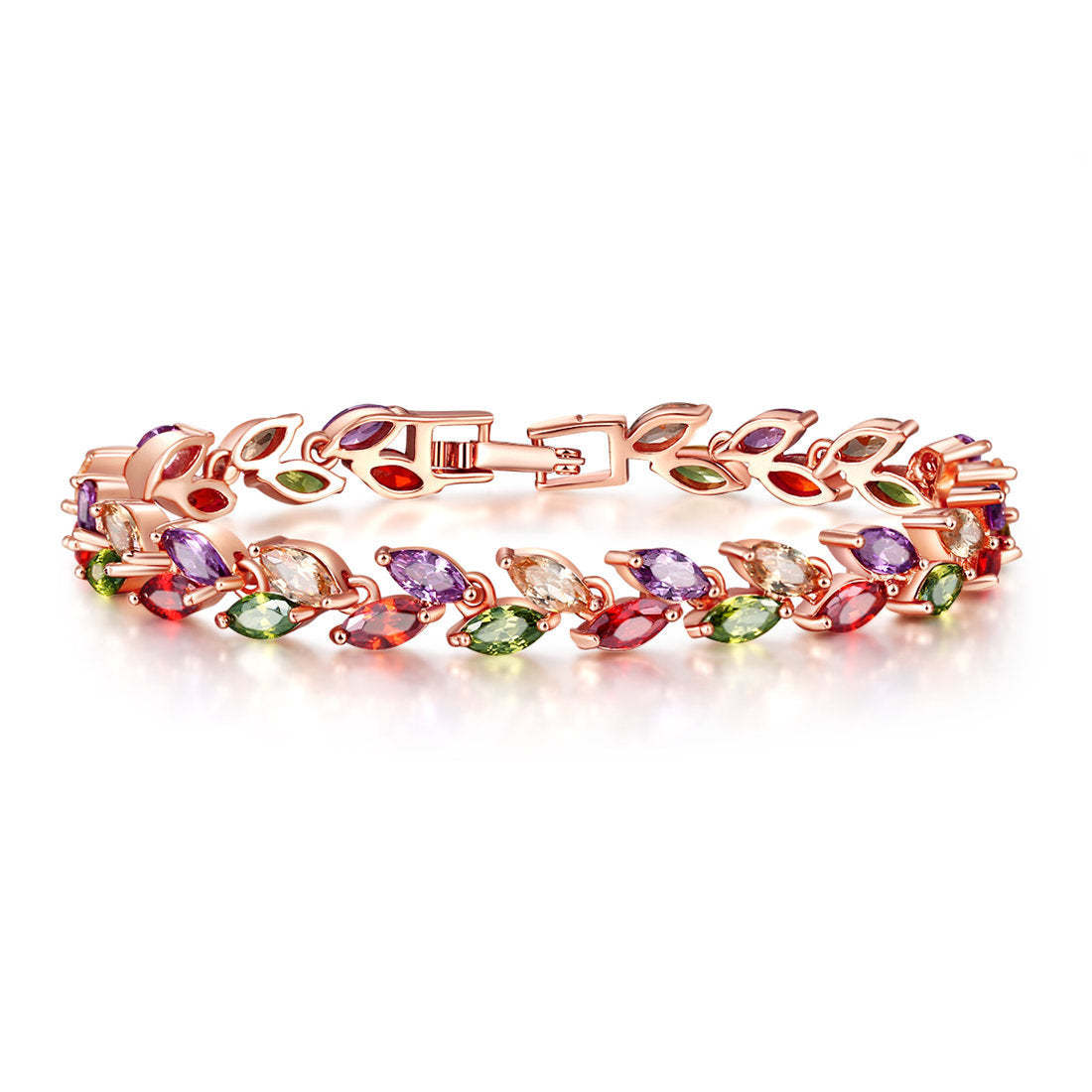 Multicolor - Green - Pink Leafs Dazzling Marquise Cut Moissanite Diamo