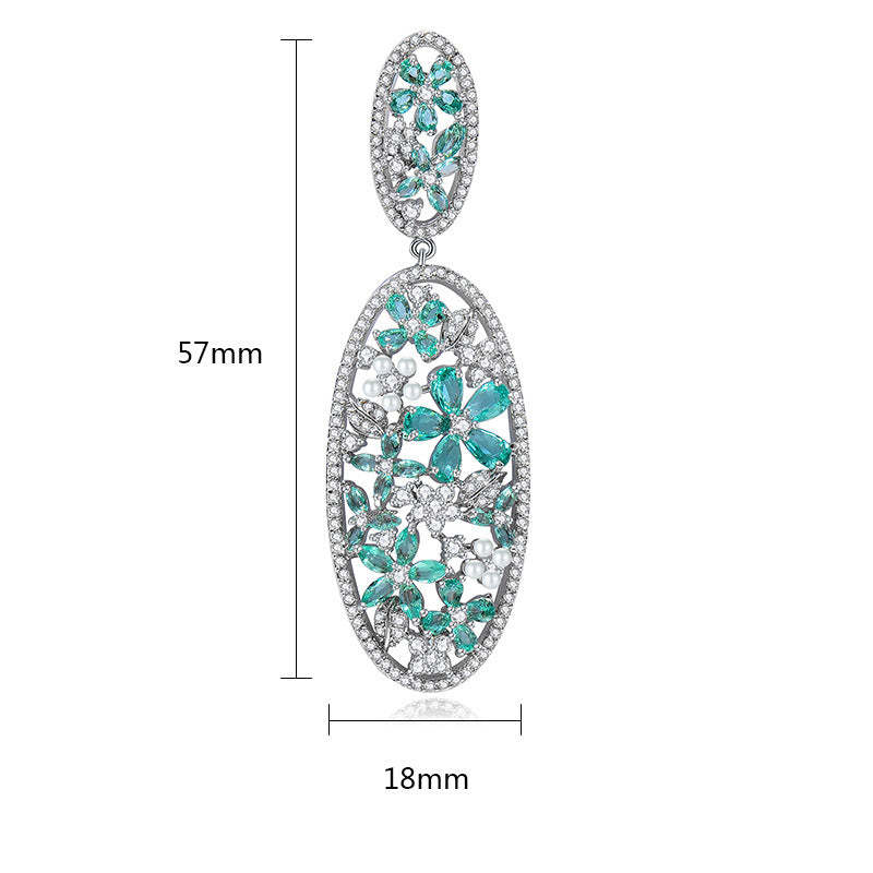 Blue & White Dazzling Flowers Moissanite Diamonds Luxury 18k Vermeil Gold Plated Vintage Drop Earrings | Mix Mix Style-Mix MIx Style