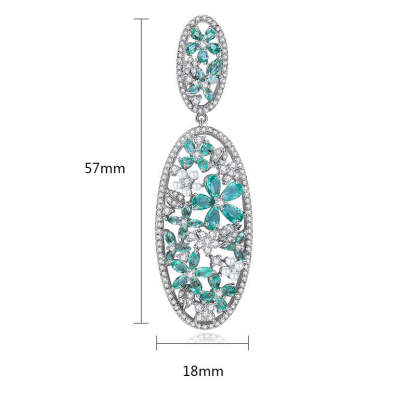 Blue & White Dazzling Flowers Moissanite Diamonds Luxury 18k Vermeil Gold Plated Vintage Drop Earrings | Mix Mix Style-Mix MIx Style