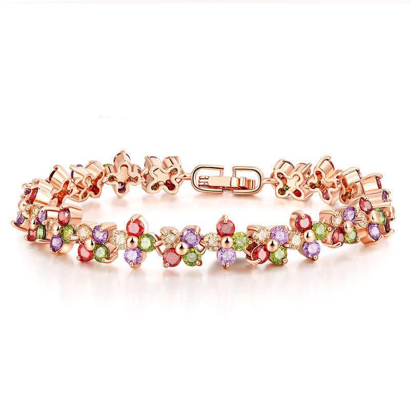 Multicolor Flowers Embellished Trendy Moissanite Diamonds Luxury 18k R