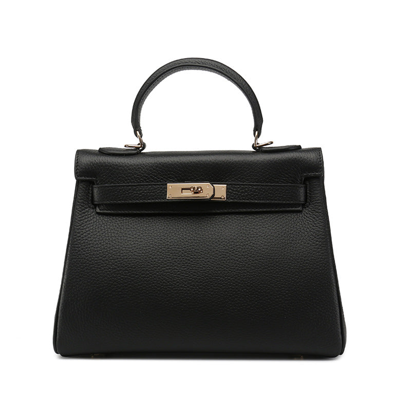 Kelly bag head layer cowhide lychee pattern  new shoulder leather women's bag Handbags | Mix Mix Style [Hot Seller]-Mix MIx Style