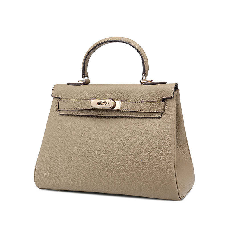 Kelly bag head layer cowhide lychee pattern  new shoulder leather women's bag Handbags | Mix Mix Style [Hot Seller]-Mix MIx Style