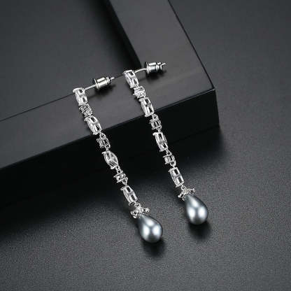 Drop Water White Moissanite Diamonds Elegant 18k Vermeil Gold Plated Vintage Retro Drop Earrings | Mix Mix Style-Mix MIx Style