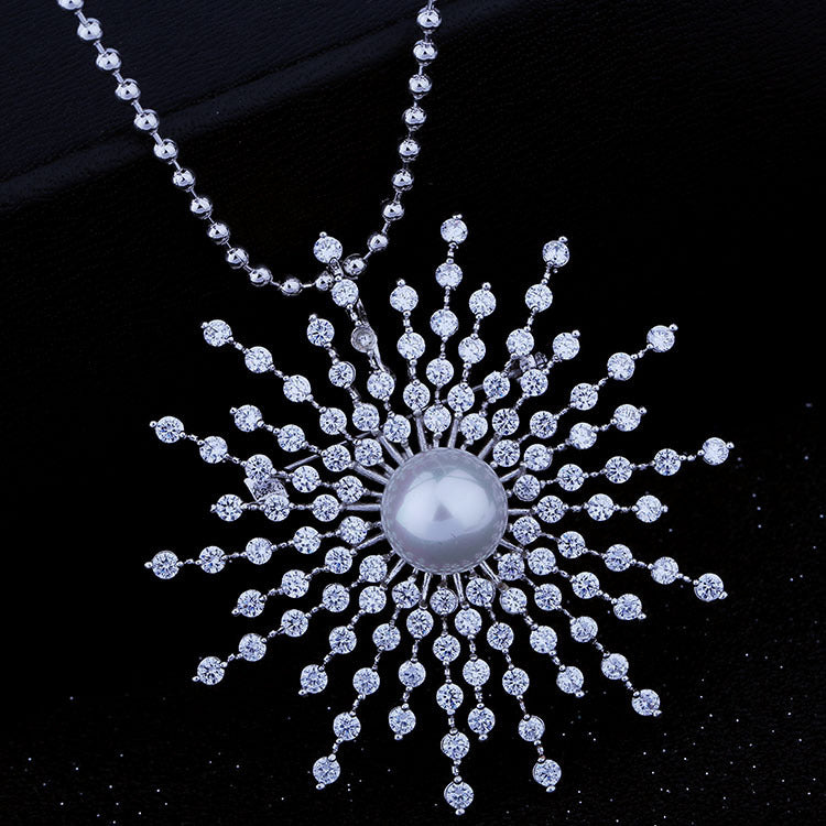 Korean style light luxury brooch for women, baby's breath, snowflakes, zircon pearl corsage, coat, sweater pin, clothing accessories-Mix MIx Style