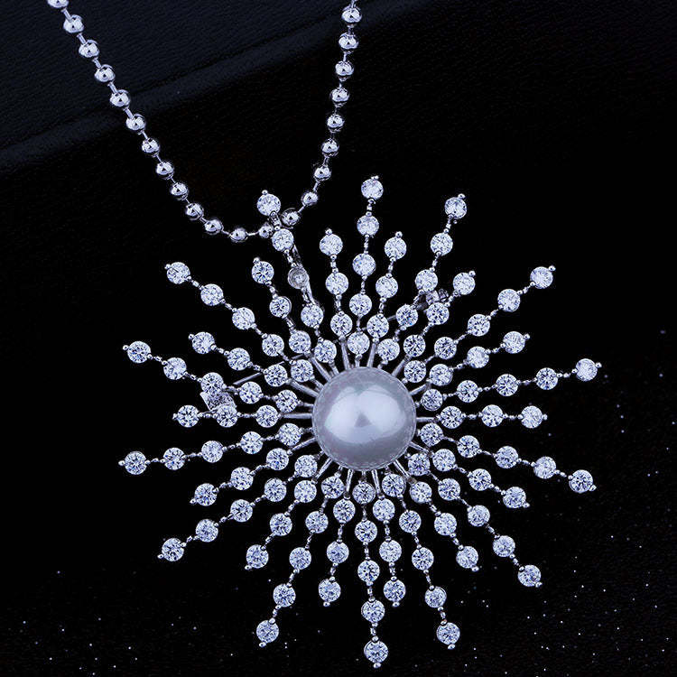 Korean style light luxury brooch for women, baby's breath, snowflakes, zircon pearl corsage, coat, sweater pin, clothing accessories-Mix MIx Style
