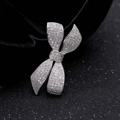 Korean style high-end bow zircon brooch women's simple pin coat accessories fashion brooch manufacturer-Mix MIx Style