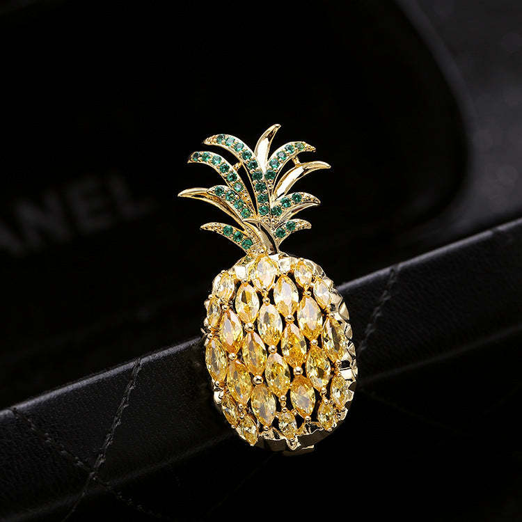 2023 new brooch for women pineapple fruit Japanese and Korean temperament personality girl fashion corsage coat accessories-Mix MIx Style