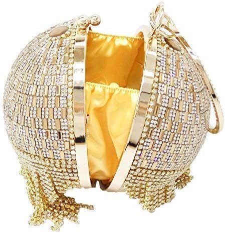 Dazzling Crystal Tassel Women Evening Bag Round Wedding Cocktail Wristlets Handbag Purse | Mix Mix Style [Hot Seller]-Mix MIx Style