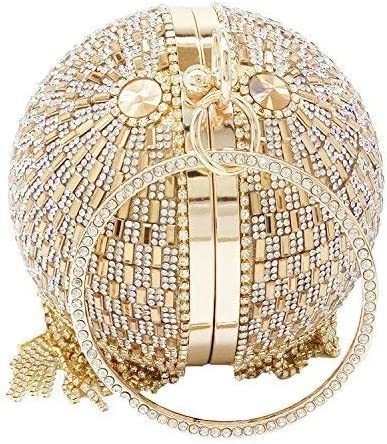 Dazzling Crystal Tassel Women Evening Bag Round Wedding Cocktail Wristlets Handbag Purse | Mix Mix Style [Hot Seller]-Mix MIx Style