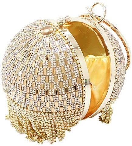 Dazzling Crystal Tassel Women Evening Bag Round Wedding Cocktail Wristlets Handbag Purse | Mix Mix Style [Hot Seller]-Mix MIx Style