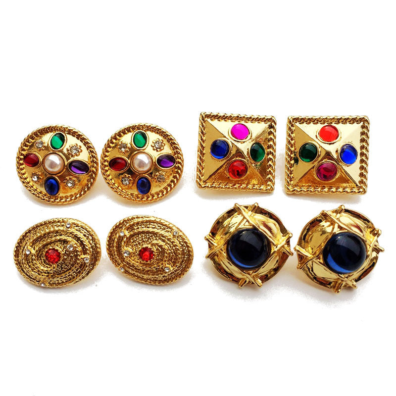 Multicolor Retro Timeless Akoya Pearls Moissanite Diamonds Elegant 18k Vermeil Gold Plated Stud Earrings | Mix Mix Style-Mix MIx Style