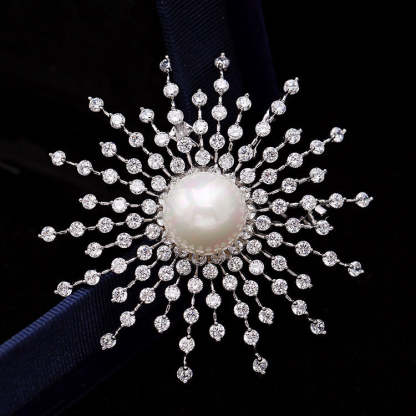 Korean style light luxury brooch for women, baby's breath, snowflakes, zircon pearl corsage, coat, sweater pin, clothing accessories-Mix MIx Style