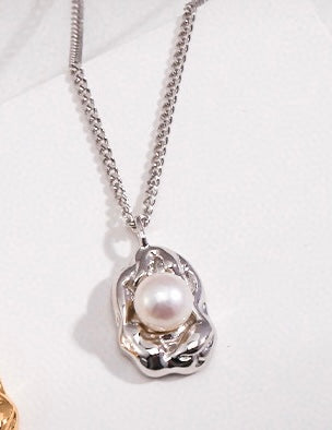 Vintage 18k White Gold Platedand Akoya Pearl Necklace | Mix Mix Style-Mix MIx Style