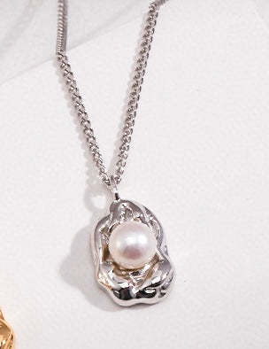 Vintage 18k White Gold Platedand Akoya Pearl Necklace | Mix Mix Style-Mix MIx Style