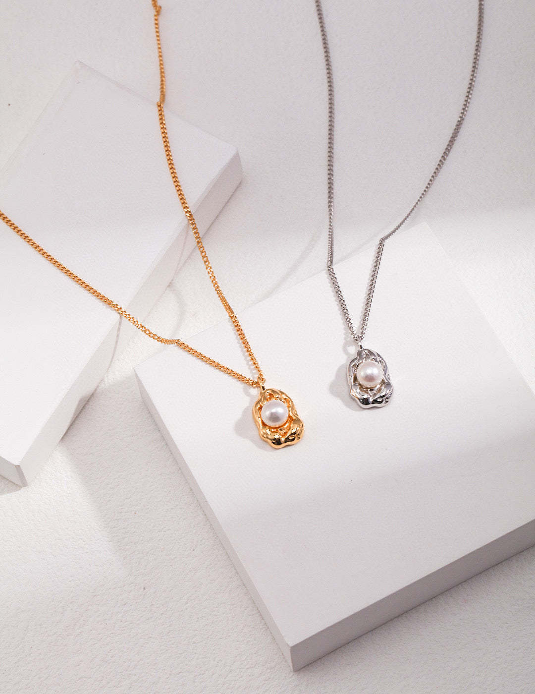 Vintage 18k White Gold Platedand Akoya Pearl Necklace | Mix Mix Style-Mix MIx Style