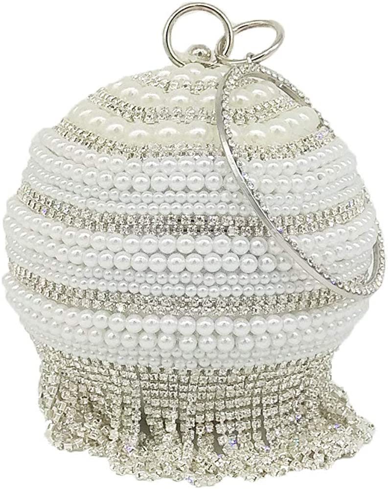 Dazzling Crystal Tassel Women Evening Bag Round Wedding Cocktail Wristlets Handbag Purse | Mix Mix Style [Hot Seller]-Mix MIx Style