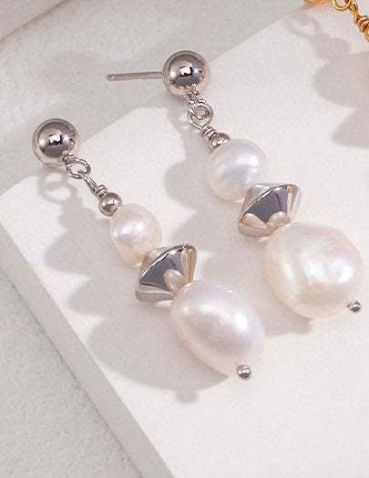 s925 Sterling Silver and Akoya Pearl Drop Earrings | Mix Mix Style-Mix MIx Style