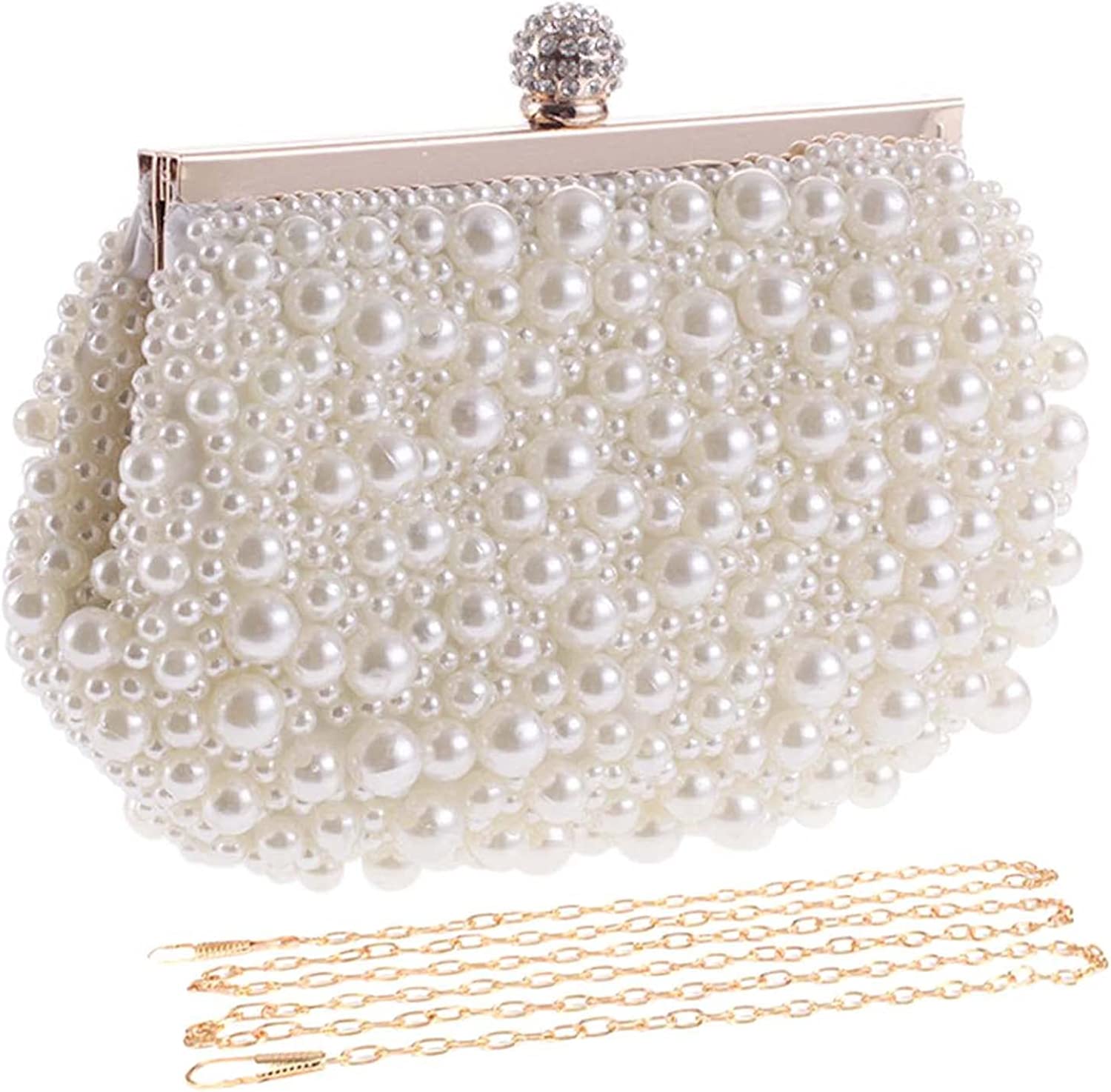 Artificial Pearl Beaded Clutch Evening Bags for Women Formal Bridal Wedding Clutch Purse Prom Cocktail Party Handbags | Mix Mix Style [Hot Seller]-Mix MIx Style