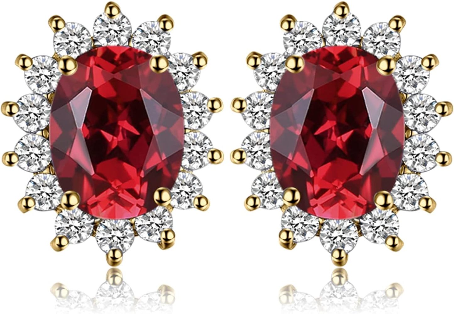 Vintage Moissanite Emerald Ruby Stud Earrings 14k Gold Plated 925 Sterling Silver Earrings | Mix Mix Style [Hot Seller]-Mix MIx Style